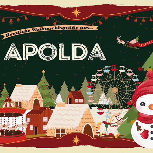Schild Spruch Herzliche Weihnachtsgrüße aus Apolda Comic Schneemann JW