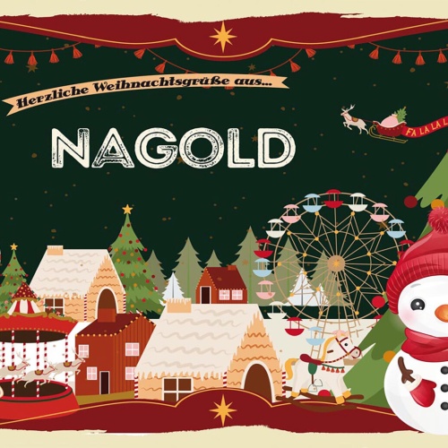 Schild Spruch Herzliche Weihnachtsgrüße aus Nagold Comic Schneemann JW