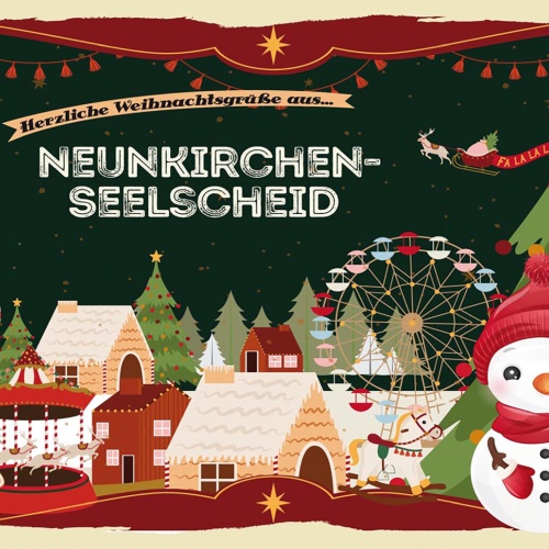Schild Spruch Herzliche Weihnachtsgrüße aus Neunkirchen-Seelscheid Comic JW
