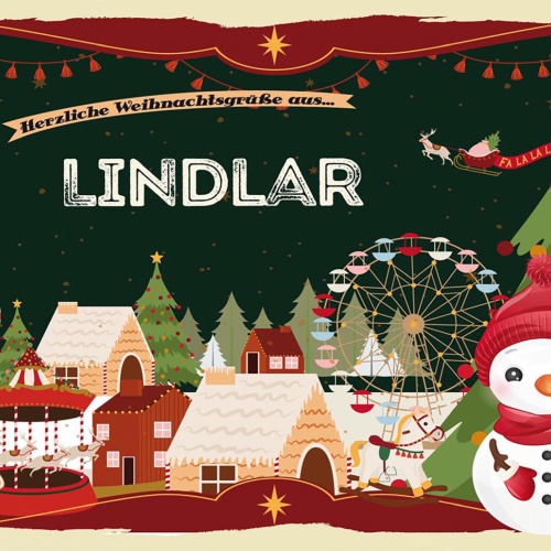 Schild Spruch Herzliche Weihnachtsgrüße aus Lindlar Comic Schneemann JW