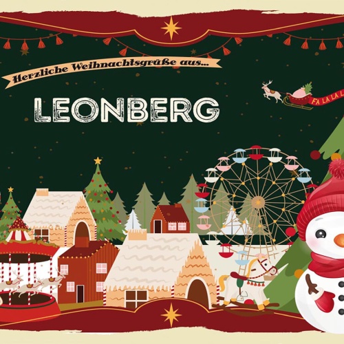 Schild Spruch Herzliche Weihnachtsgrüße aus Leonberg Comic Schneemann JW