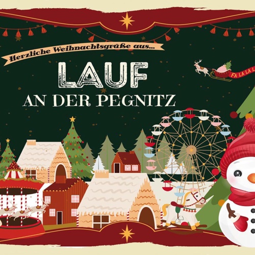 Schild Spruch Herzliche Weihnachtsgrüße aus Lauf an der Pegnitz Comic JW