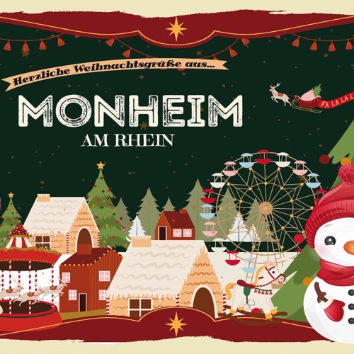 Schild Spruch Herzliche Weihnachtsgrüße aus Monheim am Rhein JW