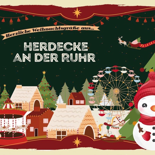 Schild Spruch Herzliche Weihnachtsgrüße aus Herdecke an der Ruhr Comic JW