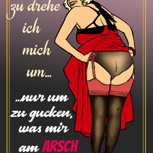 Schild Spruch Ab und zu dreh ich mich um was mir am Arsch vorbei geht JW