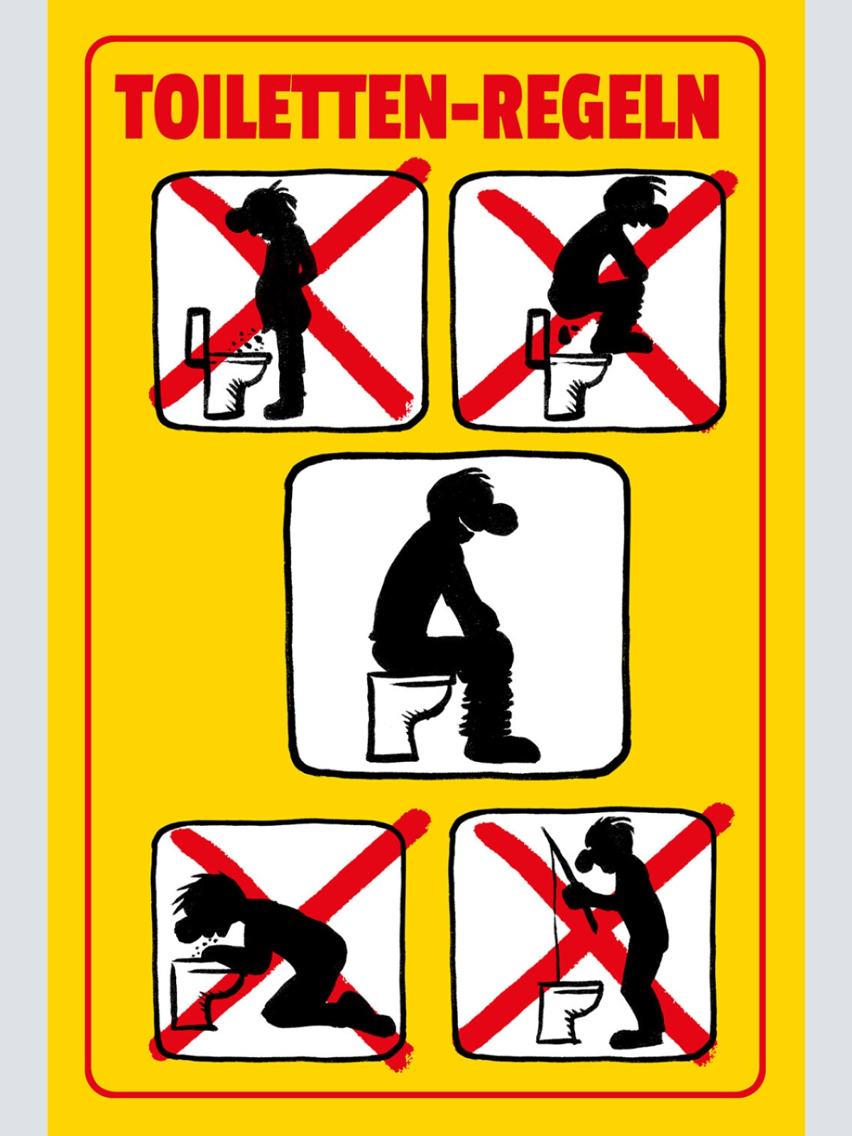 Schild Spruch Toiletten Regeln Comic Nicht fischen Warnung JW