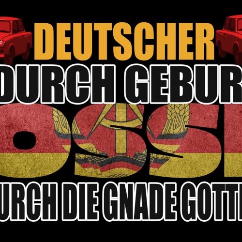 Schild Spruch Deutscher durch Geburt Ossi durch die Gnade Gottes DDR JW