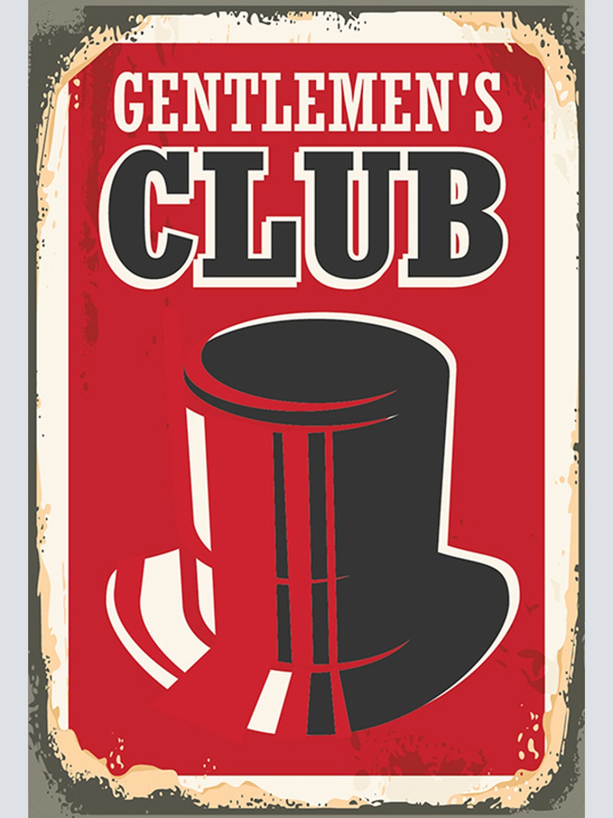 Schild Spruch Gentlemens Club Zylinder Comic JW
