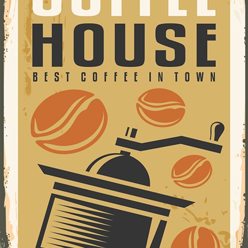 Schild Spruch Coffee House Best Coffee in town Kaffeehaus Essen Comic JW