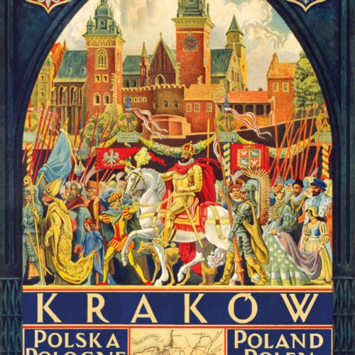 Schild Spruch Krakow Krakau Polen Polnische Staatsbahnen Wappen Gemälde JW