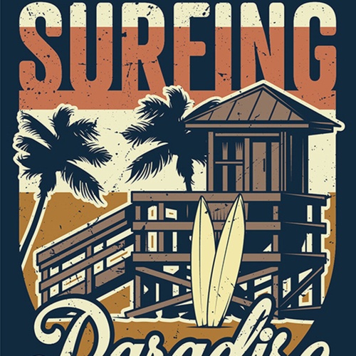 Schild Spruch Hawaii Surfing Paradise Comic JW