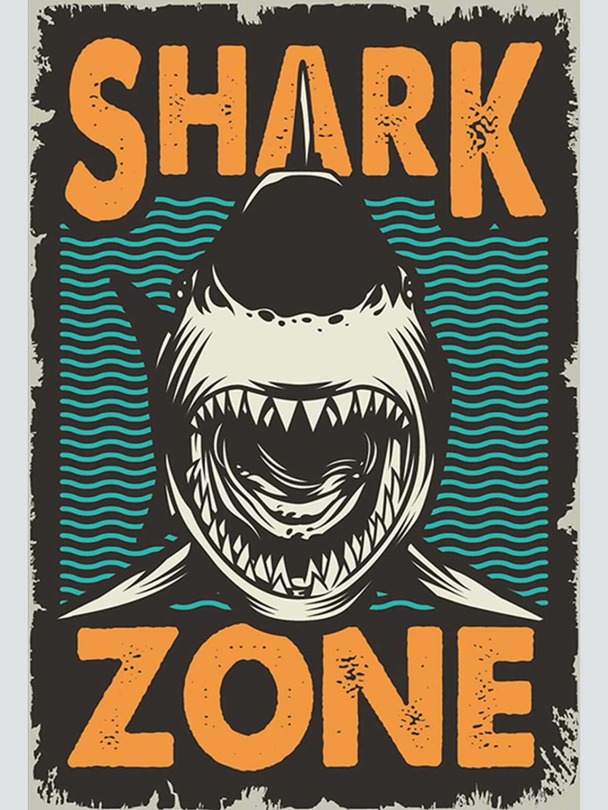 Schild Spruch Shark Zone Hai Bereich Comic Gefahr JW