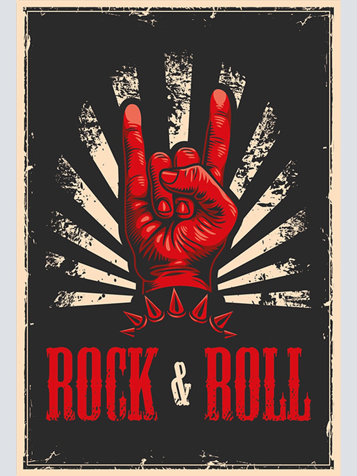 Schild Spruch Rock and Roll Hand Zeichen Comic JW