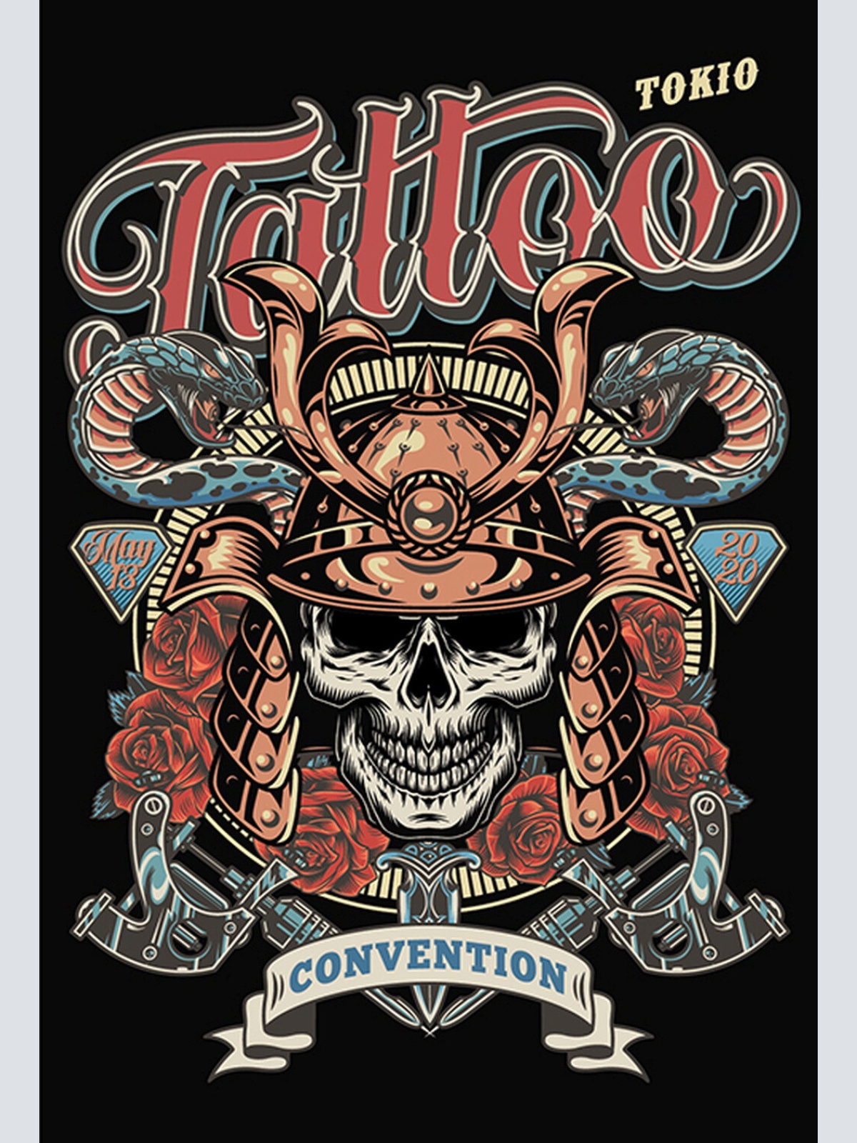 Schild Spruch Tattoo Convention Tokio 2020 Messe Totenkopf JW
