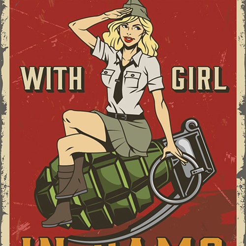 Schild Spruch Dont mess with girl in camo Leg dich nicht Mädchen Tarnkleidung JW