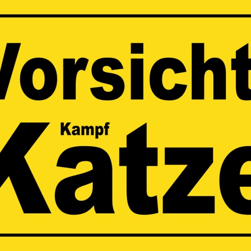 Schild Spruch Vorsicht Kampf Katze Haustier Warnung JW