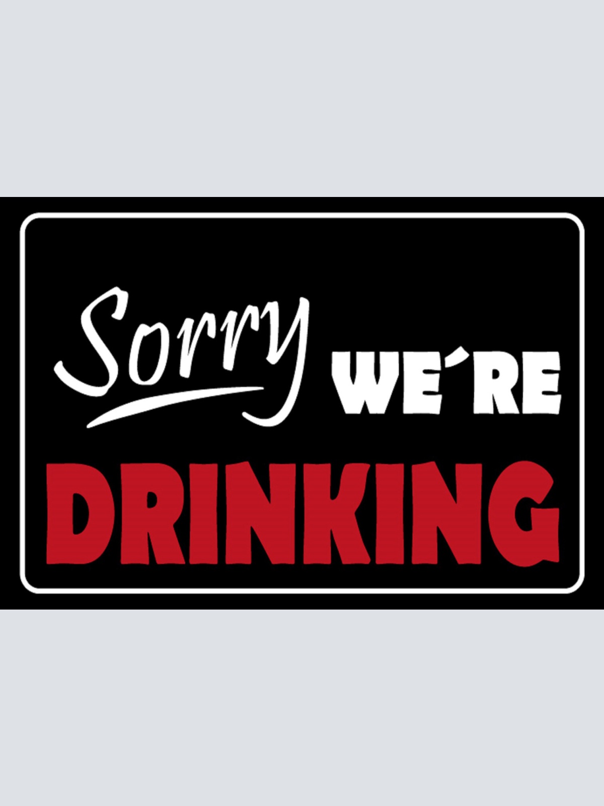 Schild Spruch Sorry we're drinking Entschuldigung Wir trinken Alkohol JW