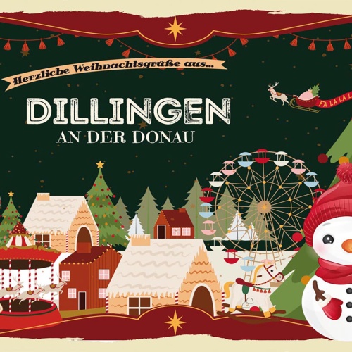 Schild Spruch Herzliche Weihnachtsgrüße aus Dillingen an der Donau Comic JW