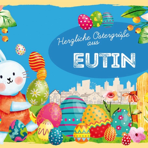Schild Spruch Herzliche Ostergrüße aus Eutin Osterhase Eier Comic JW