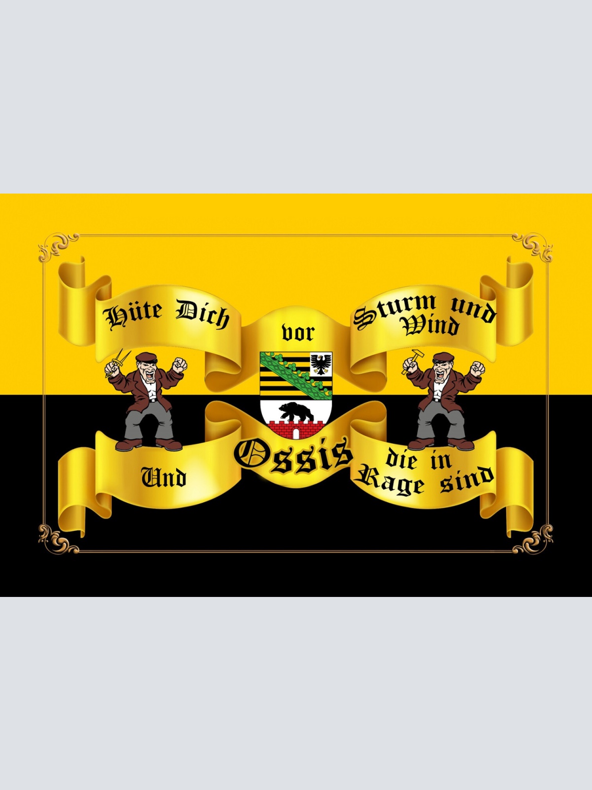 Schild Spruch Hüte dich vor Strum und Wind und Ossis die in Rage sind DDR JW