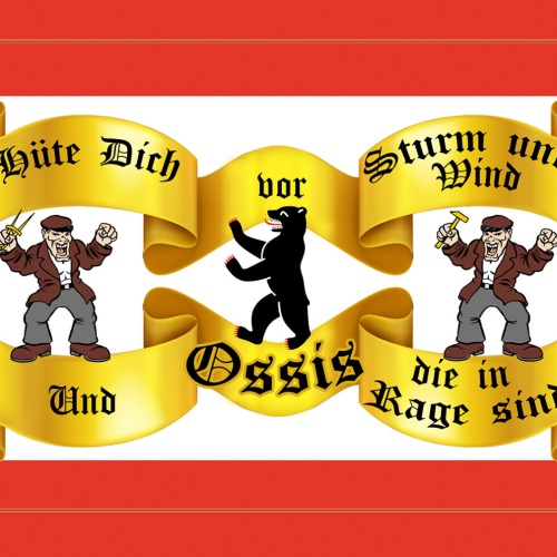 Schild Spruch Hüte dich vor Strum und Wind und Ossis die in Rage sind DDR JW