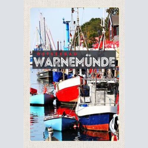 Schild spruch ostseebad warnemünde schiffe meer jw