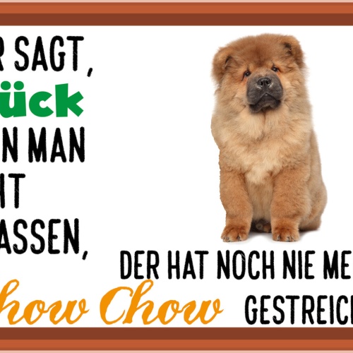 Schild Spruch Wer sagt Glück nicht anfassen hat nie Chow Chow gestreichelt JW