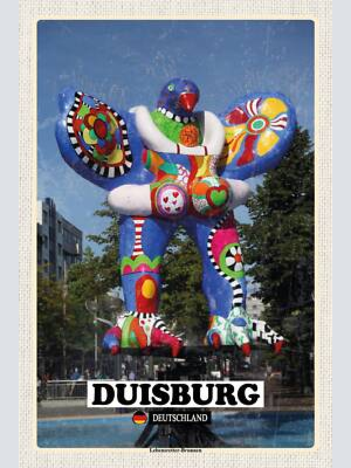 Schild spruch duisburg deutschland lebensretter-brunnen niki de saint phalle jw
