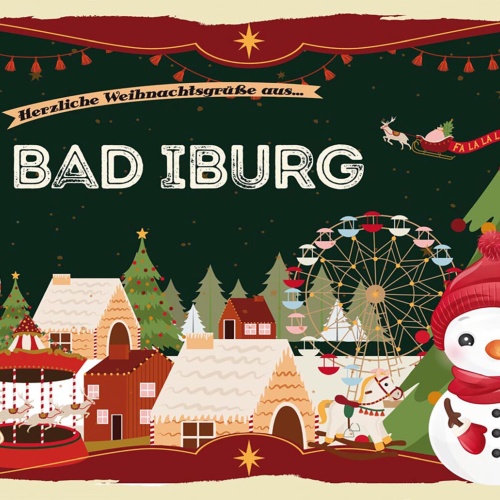 Schild Spruch Herzliche Weihnachtsgrüße aus Bad Iburg Comic Schneemann JW