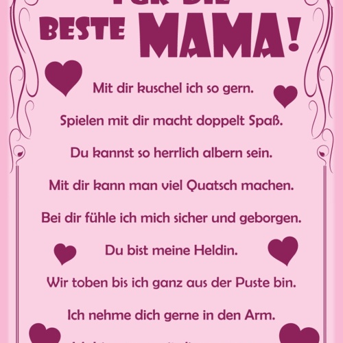 Schild Spruch Für die beste Mama Mutter Danke dass du immer für mich da bist JW