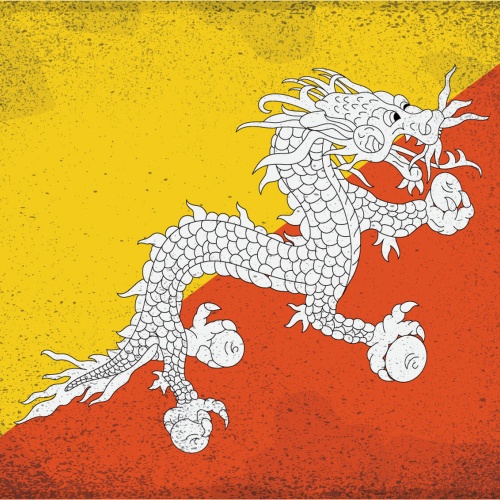 Schild Spruch Nationalflagge Bhutan JW