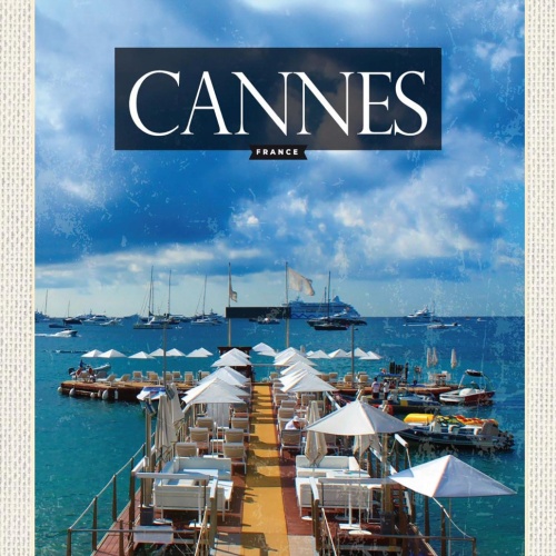 Schild Spruch Cannes France Frankreich Steg Boote Meer JW