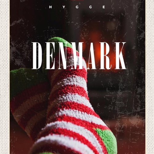 Schild Spruch Hygge Denmark Dänemark Wollsocken JW