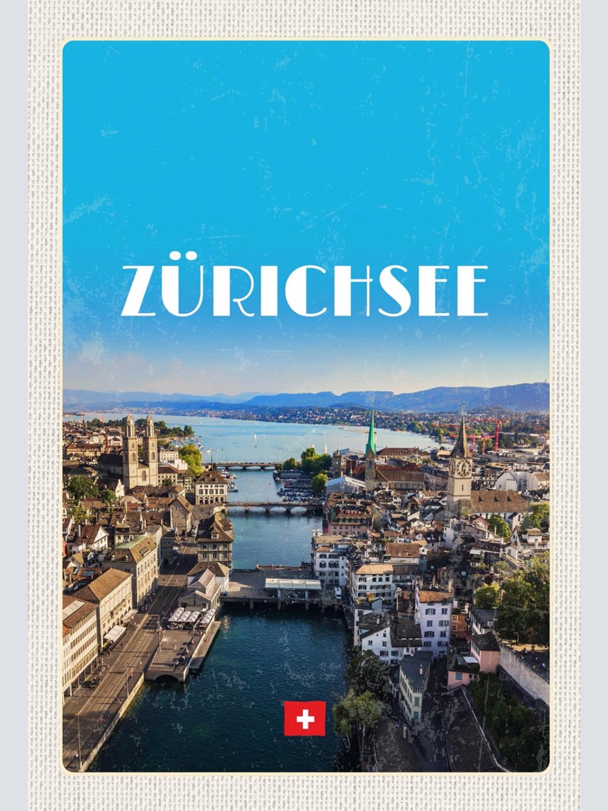 Schild Spruch Zürichsee Schweiz Stadtansicht JW