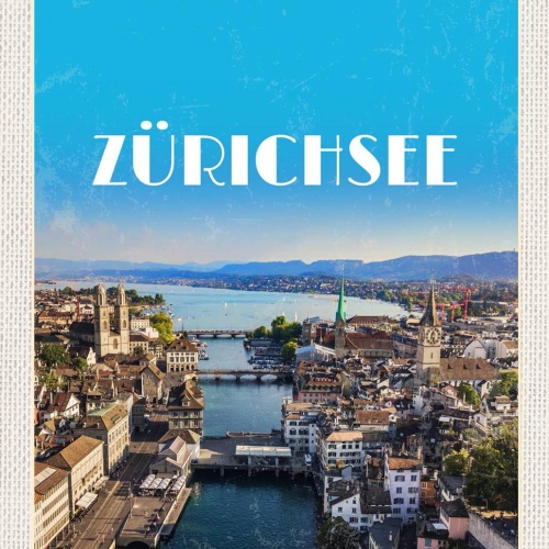 Schild Spruch Zürichsee Schweiz Stadtansicht JW