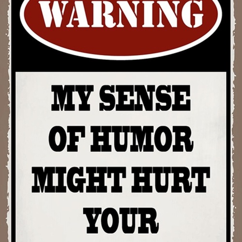 Schild Spruch Warning My sense of humor Warnung mein Sinn für Humor JW