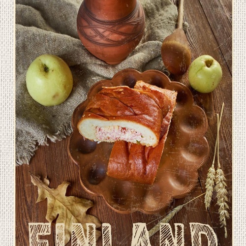 Schild Spruch Finland Finnland Kuchen Äpfel Essen JW