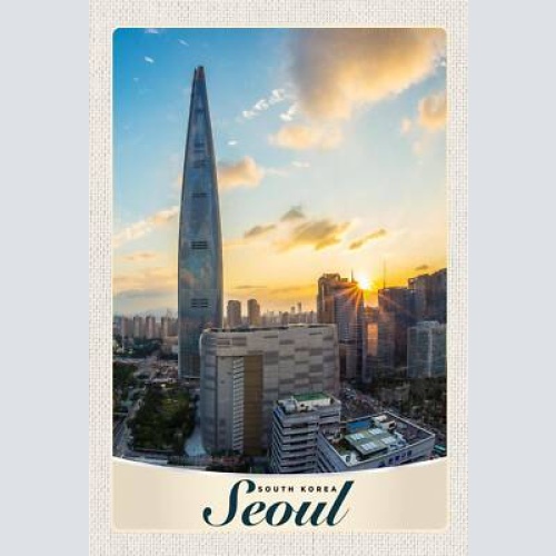 Schild spruch seoul south korea südkorea hochhäuser stadt sonnenuntergang jw