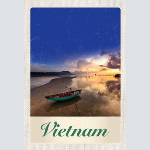 Schild spruch vietnam boot meer strand sonnenuntergang jw