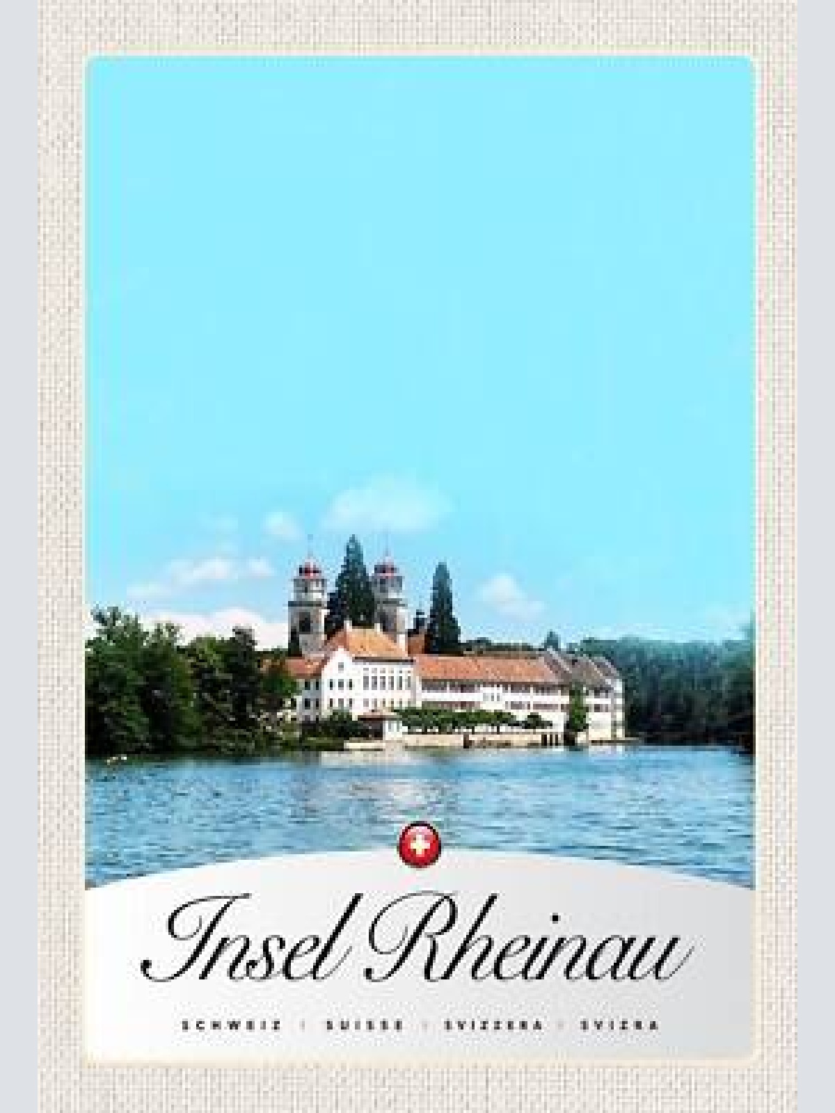 Schild spruch insel rheinau schloss see switzerland schweiz jw