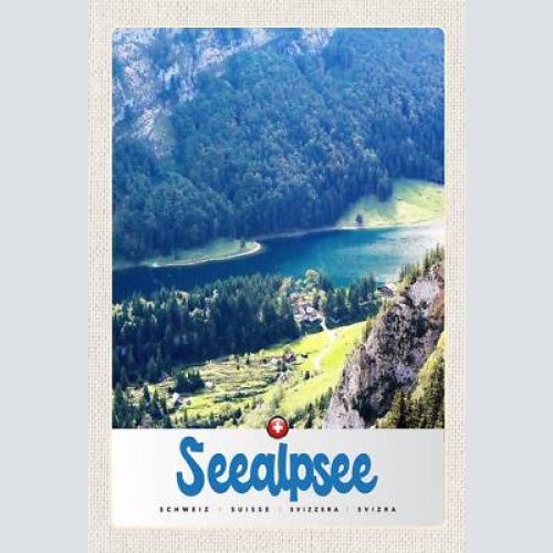 Schild spruch seealpsee switzerland schweiz berge wald jw