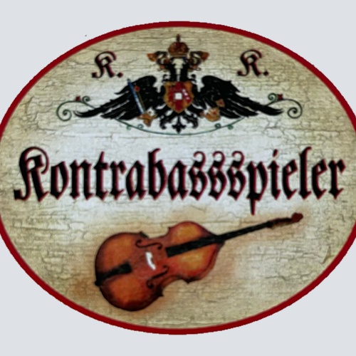 KuK Nostalgie Holzschild Kontrabassspieler Bass Musiker Kontrabass Schild