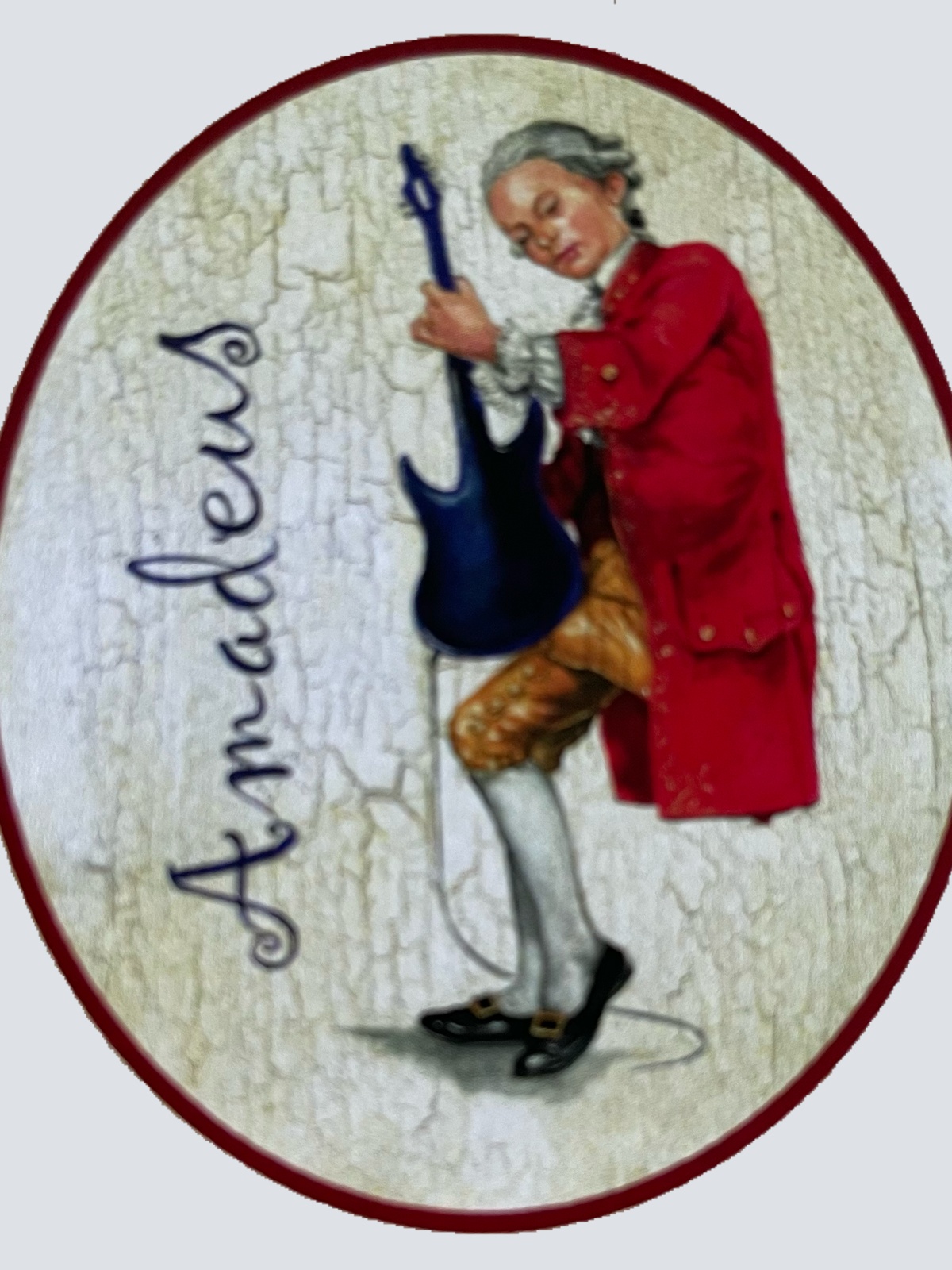 KuK Nostalgie Holzschild Amadeus Mozart E-Gitarre Musik Klassik Rock Pop Schild