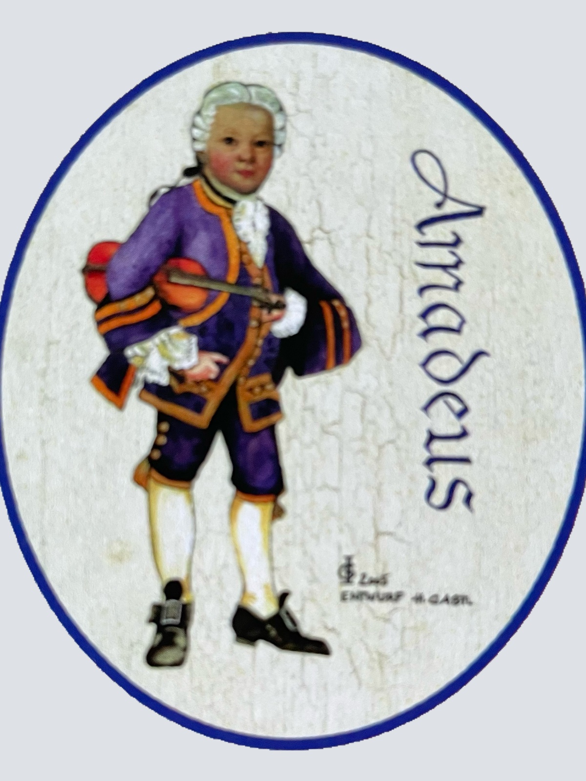 KuK Nostalgie Holzschild Amadeus Mozart Geige Musik Klassik Schild