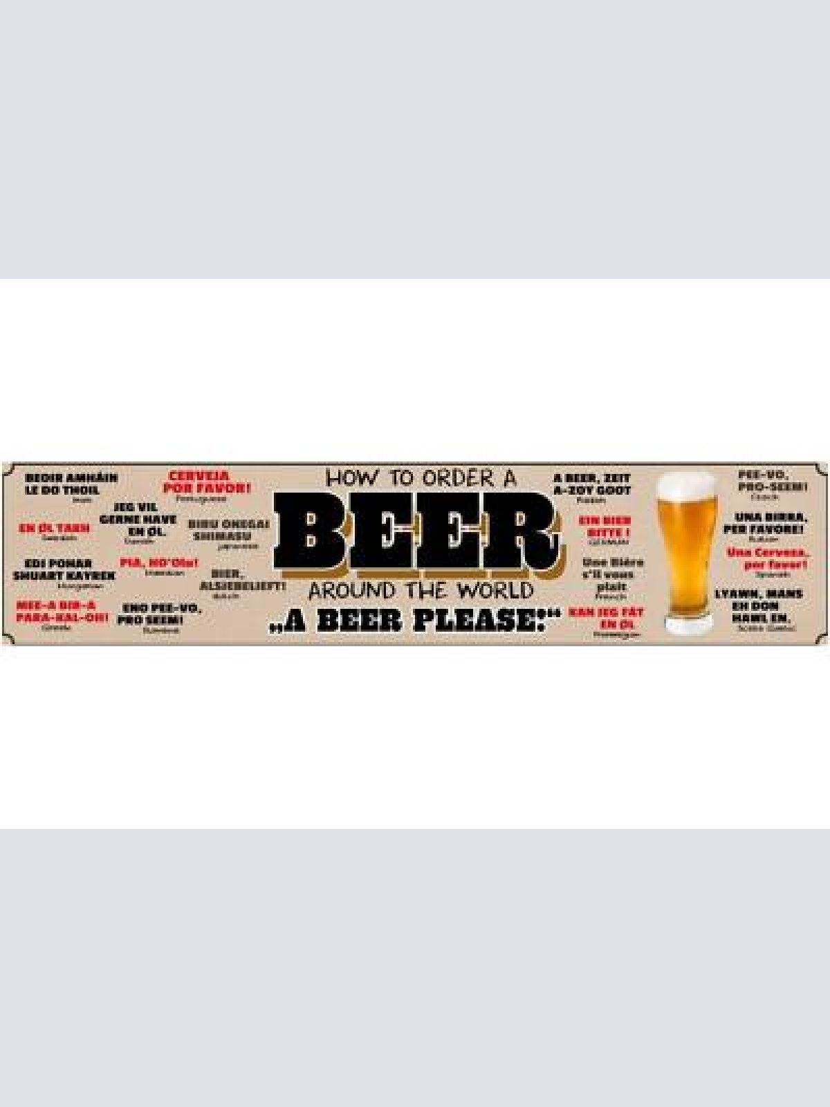 Schild beer weltweit bier bestellung alkohol glas lokal 46 x 10 blech od. holz