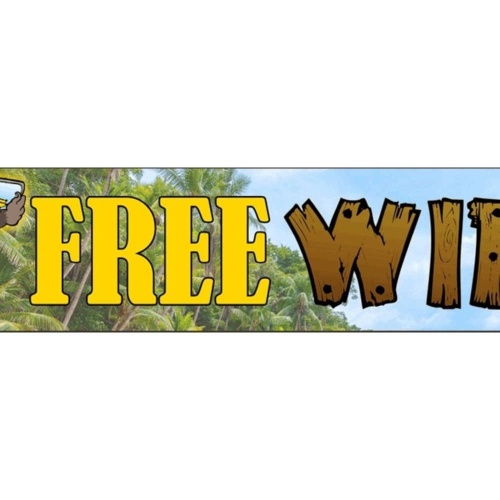 Schild Free WiFi Gratis WLAN Internet Surfen Affe Jungle 46 x 10 Blech od. Holz