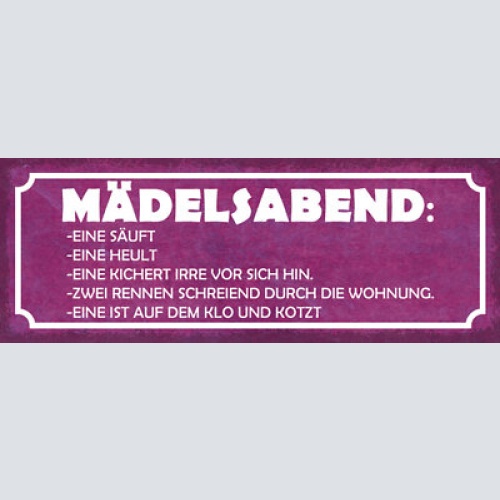 Schild mädelsabend eine säuft heult kichert vor sich hin schreiend wohnung 27x10
