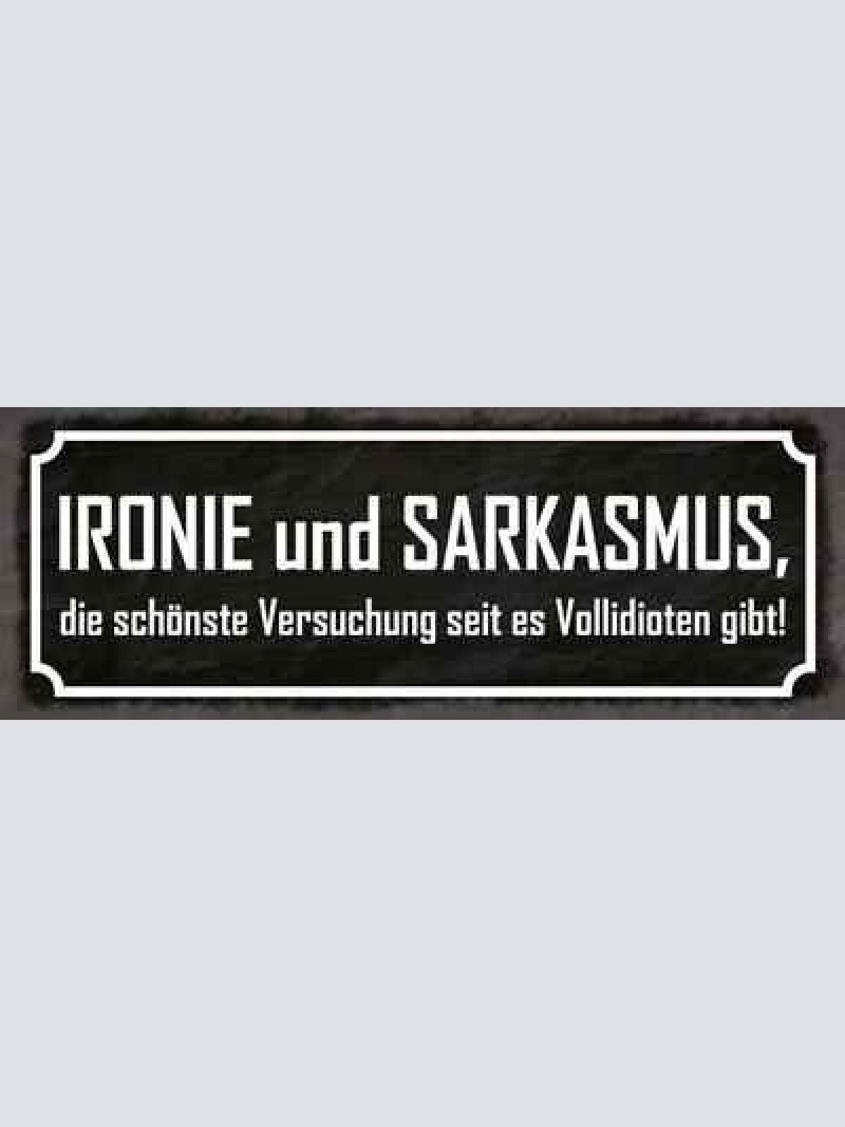 Schild ironie & sarkasmus die schönste versuchung seit es vollidioten gibt 27x10