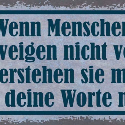 Schild Wenn Menschen Dein Schweigen Nicht Verstehen Meistens Auch Worte Nicht