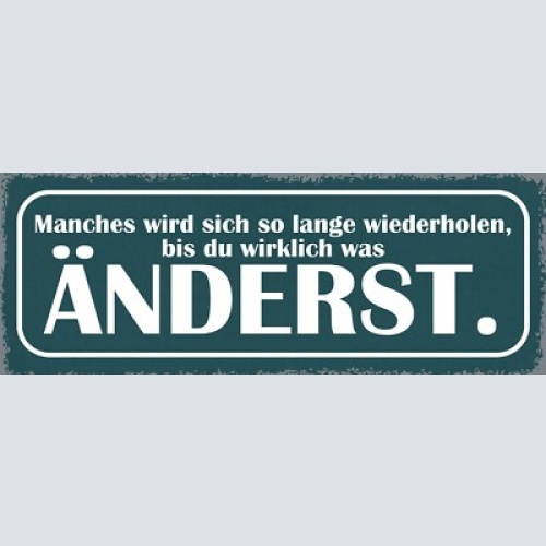 Schild manches wird sich so lange wiederholen bis du wirklich was änderst 27x10